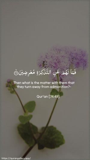 Al-Muddaththir Ayah 49 - Arabic + English wallpaper