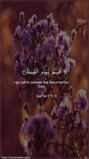 Al-Qiyaama Ayah 1 - Arabic + English wallpaper