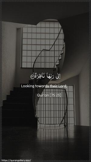 Al-Qiyaama Ayah 23 - Arabic + English wallpaper