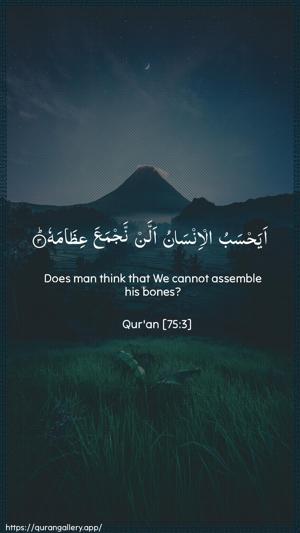 Al-Qiyaama Ayah 3 - Arabic + English wallpaper