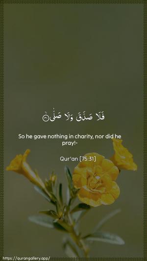 Al-Qiyaama Ayah 31 - Arabic + English wallpaper