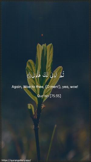 Al-Qiyaama Ayah 35 - Arabic + English wallpaper