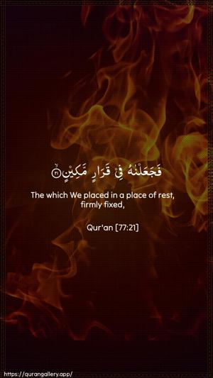 Al-Mursalaat Ayah 21 - Arabic + English wallpaper
