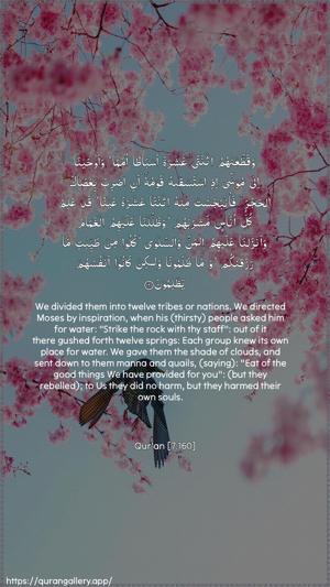 Al-A"raaf Ayah 160 - Arabic + English wallpaper
