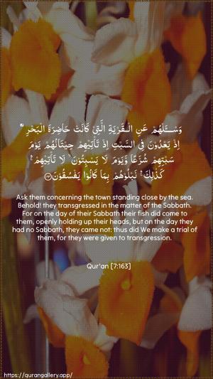Al-A"raaf Ayah 163 - Arabic + English wallpaper