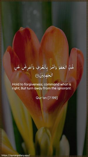 Al-A"raaf Ayah 199 - Arabic + English wallpaper