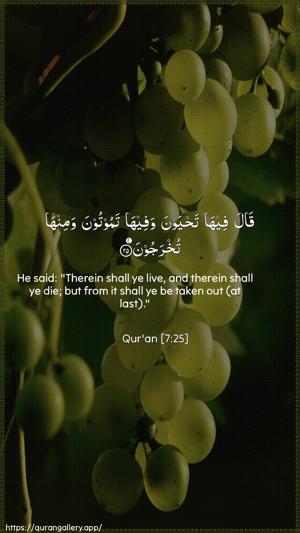 Al-A"raaf Ayah 25 - Arabic + English wallpaper