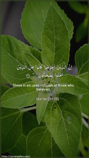 Al-Mutaffifin Ayah 29 - Arabic + English wallpaper
