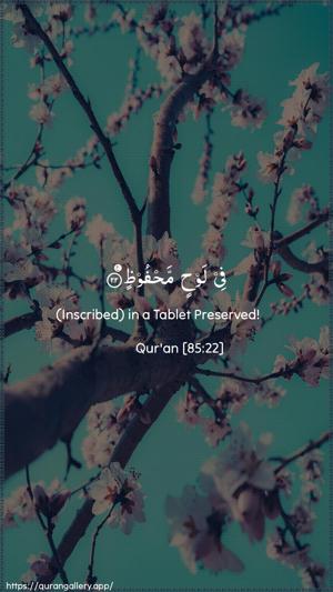 Al-Burooj Ayah 22 - Arabic + English wallpaper