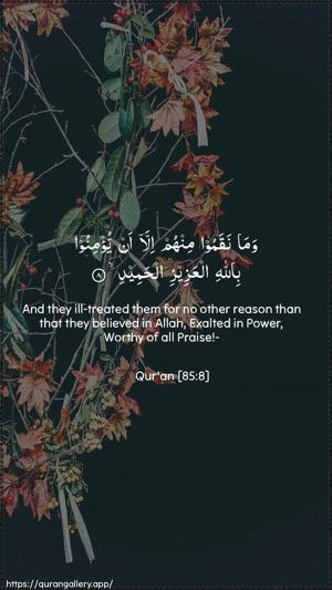 Al-Burooj Ayah 8 - Arabic + English wallpaper