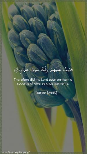 Al-Fajr Ayah 13 - Arabic + English wallpaper
