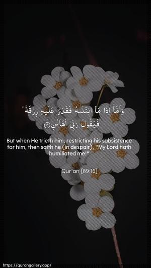 Al-Fajr Ayah 16 - Arabic + English wallpaper