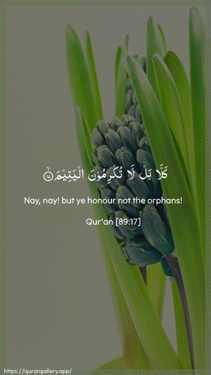 Al-Fajr Ayah 17 - Arabic + English wallpaper