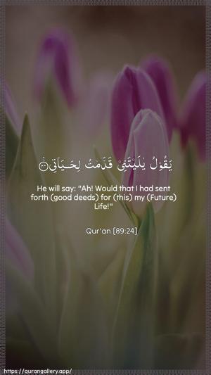 Al-Fajr Ayah 24 - Arabic + English wallpaper