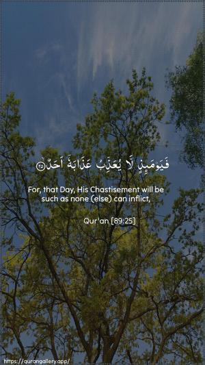 Al-Fajr Ayah 25 - Arabic + English wallpaper