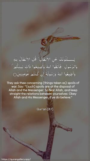 Al-Anfaal Ayah 1 - Arabic + English wallpaper