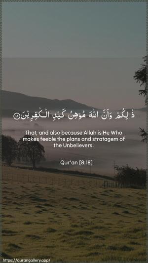 Al-Anfaal Ayah 18 - Arabic + English wallpaper