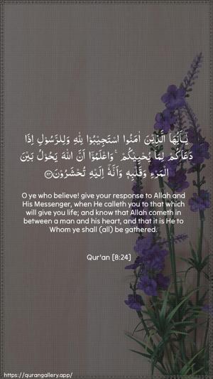 Al-Anfaal Ayah 24 - Arabic + English wallpaper