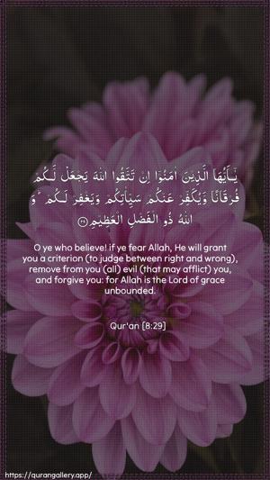 Al-Anfaal Ayah 29 - Arabic + English wallpaper