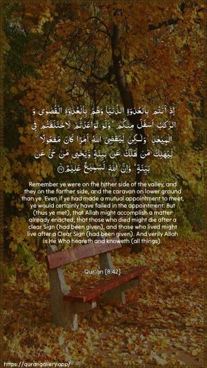 Al-Anfaal Ayah 42 - Arabic + English wallpaper
