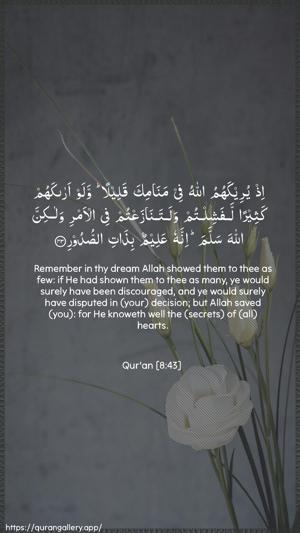 Al-Anfaal Ayah 43 - Arabic + English wallpaper