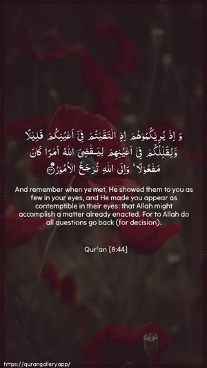Al-Anfaal Ayah 44 - Arabic + English wallpaper