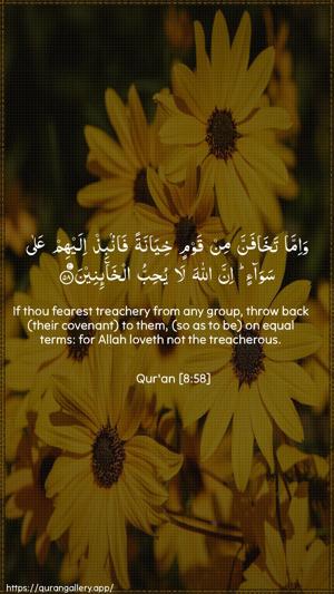 Al-Anfaal Ayah 58 - Arabic + English wallpaper