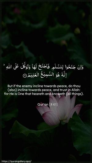 Al-Anfaal Ayah 61 - Arabic + English wallpaper