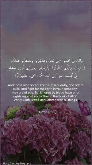Al-Anfaal Ayah 75 - Arabic + English wallpaper