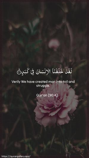 Al-Balad Ayah 4 - Arabic + English wallpaper