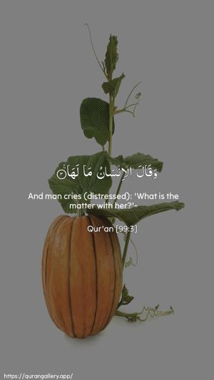 Az-Zalzala Ayah 3 - Arabic + English wallpaper