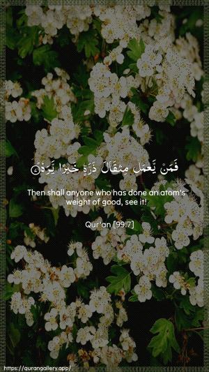 Az-Zalzala Ayah 7 - Arabic + English wallpaper